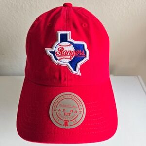 Mitchell and Ness Texas Rangers Red Dad Hat Baseball Cap Cooperstown Collection